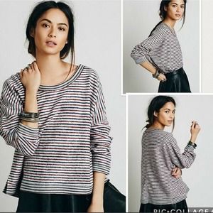 Free People Little Ann Striped Dolman Boxy Pullover Sweater. Size M